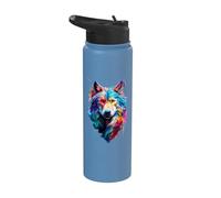 Painted Watercolour Wolf Stainless Steel Insulated Water Bottle