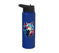 Painted Watercolour Wolf Stainless Steel Insulated Water Bottle