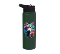 Painted Watercolour Wolf Stainless Steel Insulated Water Bottle