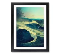 Painted Wave Vol.1 Framed Wall Art Print, Ready to Hang Picture for Living Room Bedroom Home Office, Black A2 (48 x 66 cm)