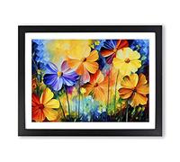 Painted Wildflowers Vol.1 Abstract Framed Print | A2 Black Framed Wall Art | Ready to Hang | Abstract Fantasy Picture | Living Room Bedroom Lounge Office