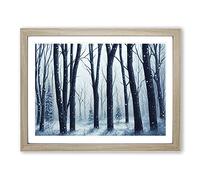 Painted Winter Forest Vol.2 Framed Print | A4 Oak Framed Wall Art | Ready to Hang | Modern Landscape Picture | Living Room Bedroom Lounge Office
