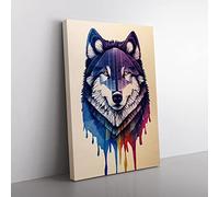 Painted Wolf No.1 Canvas Print for Living Room Bedroom Home Office Décor, Wall Art Picture Ready to Hang, 76x50 cm (30x20 Inch) CAN3020-V1022-CK-3370