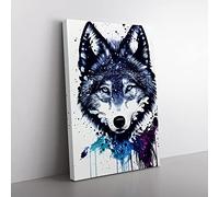 Painted Wolf No.2 Canvas Print for Living Room Bedroom Home Office Décor, Wall Art Picture Ready to Hang, 76x50 cm (30x20 Inch) CAN3020-V1022-CK-3371