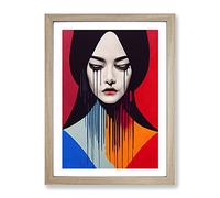 Painted Woman No.2 Abstract Framed Print | A2 Oak Framed Wall Art | Ready to Hang | Abstract Fantasy Picture | Living Room Bedroom Lounge Office