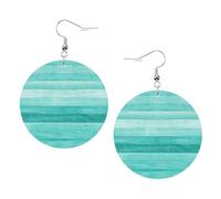 Painted Wood Board Printed Faux Leather Earrings Set For Women, 1 Pair Lightweight Dangle Drop Pierced Earrings Jewelry Gifts For Women