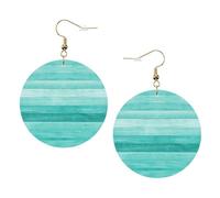 Painted Wood Board Printed Faux Leather Earrings Set For Women, 1 Pair Lightweight Dangle Drop Pierced Earrings Jewelry Gifts For Women