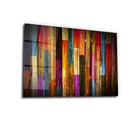 Painted Wood Panels Abstract Tempered Glass Wall Art Frameless Modern Contemporary Large Decor Floating Glass Printing For Your Home Living Room Bedroom Or Office Walls Ready to Hang