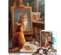 Painter Cat 1000 Piece Jigsaw Puzzles for Adults & Teens,Help The Brain Exercise Addictive Toys to Cultivate Patience Suitable for Couples 50x75cm