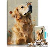 Painter Golden Retriever Jigsaw Puzzles for Teenagers 1000 Jigsaws,Stress Reliever Difficult Challenge Deal As Gifts for The Whole Family (50x75cm)