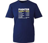 Painter Hourly Rate T-Shirt Funny Decorator Hourly Rates Sarcastic Joke WorkwearAdult Kids Unisex Tee Top (Navy, 2XL)