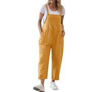 Painters Overalls Women's Dungarees Baggy Casual Sleeveless Bib Overall Strappy Sleeveless Jumpsuit Loose Straight Leg Capri Trousers Playsuit Fashion Solid Work Dungaree Pockets Leisure Overalls