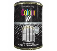 PaintFactory Gloss Finish Black Metal Iron Gate Paint Tin Wood Concrete 300ml