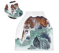 Painting Angry Tiger Art Stretchy Baby Car Seat Cover,Canopy Nursing Covers,Soft Breathable Windproof Scarf Changepad for Winter Infant Breastfeeding Boys