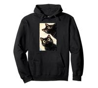 Painting Art Black Cats Funny Curious Expression Cat Lovers Pullover Hoodie