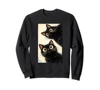 Painting Art Black Cats Funny Curious Expression Cat Lovers Sweatshirt