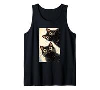 Painting Art Black Cats Funny Curious Expression Cat Lovers Tank Top