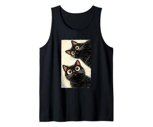 Painting Art Black Cats Funny Curious Expression Cat Lovers Tank Top