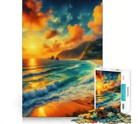 Painting Beach V Jigsaw Puzzles1000 Pieces Mind Skill Toy Soothing Play Precision Cut Art Collection Piece (50x75cm)