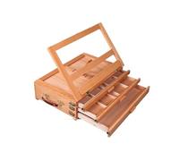 Painting Box Sketching Portable Artist Wooden Easel for Painting with Drawer Table Box Portable Desktop Suitcase Drawing Hardware Art Supplies(Color 4)