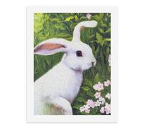 Painting by Number Kits - 40x30cm ，DIY Canvas Oil Painting Kit for Adults，A Cute White Rabbit in A Garden.