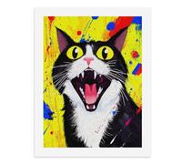 Painting by Number Kits - 40x30cm ，DIY Canvas Oil Painting Kit for Adults，A Fierce Black and White Cat with an Expressive Face.