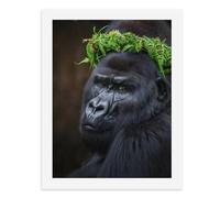 Painting by Number Kits - 40x30cm ,DIY Canvas Oil Painting Kit for Adults,A Gorilla Adorned with A Crown of Green Leaves.