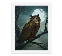 Painting by Number Kits - 40x30cm ,DIY Canvas Oil Painting Kit for Adults,A Majestic Owl Perched on A Branch Under A Full Moon.