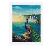 Painting by Number Kits - 40x30cm ，DIY Canvas Oil Painting Kit for Adults，A Majestic Peacock Stands by The Waterfall.