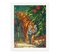 Painting by Number Kits - 40x30cm ,DIY Canvas Oil Painting Kit for Adults,A Majestic Tiger Strides Through A Lush Bamboo Forest.