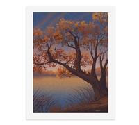 Painting by Number Kits - 40x30cm ，DIY Canvas Oil Painting Kit for Adults，A Serene Autumn Scene with Birds Perched on Trees by A Calm Lake.