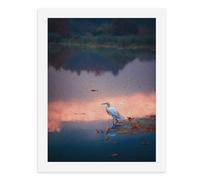 Painting by Number Kits - 40x30cm ，DIY Canvas Oil Painting Kit for Adults，A Serene Egret Standing in Calm Water with Colorful Reflections.