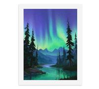 Painting by Number Kits - 40x30cm ，DIY Canvas Oil Painting Kit for Adults，A Serene River Flows Beneath The Vibrant Northern Lights.