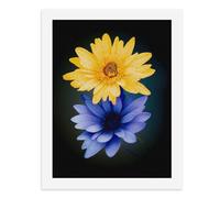 Painting by Number Kits - 40x30cm ，DIY Canvas Oil Painting Kit for Adults，Two Vibrant Flowers, One Yellow and One Blue.