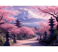 Painting by Number Kits for Adults Beginners, Cherry Blossoms Paint by Numbers for Children, DIY Color Oil Painting with Paint Brushes Acrylic Pigment Drawing Paintwork 40x59inch Mount Fuji X-8510