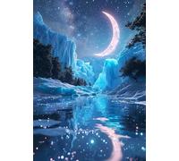 Painting by Number Kits for Adults Beginners, Dream Paint by Numbers for Children, DIY Color Oil Painting with Paint Brushes Acrylic Pigment Drawing Paintwork 16x20inch Without Frame Lake X-7114