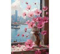 Painting by Number Kits for Adults Beginners, Flower Paint by Numbers for Children, DIY Color Oil Painting with Paint Brushes Acrylic Pigment Drawing Paintwork 40x59inch Without Frame Ocean X-7360