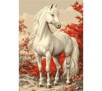 Painting by Number Kits for Adults Beginners, Horse Paint by Numbers for Children, DIY Color Oil Painting with Paint Brushes Acrylic Pigment Drawing Paintwork 40x59inch Without Frame Animal X-8740