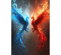 Painting by Number Kits for Adults Beginners, Ice And Fire Paint by Numbers for Children, Color Oil Painting with Paint Brushes Acrylic Pigment Drawing Paintwork 40x59inch Without Frame Phoenix X-1560