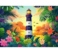 Painting by Number Kits for Adults Beginners, Landscape Paint by Numbers for Children, Color Oil Painting with Paint Brushes Acrylic Pigment Drawing Paintwork 16x20inch Without Frame Lighthouse X-8964
