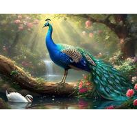 Painting by Number Kits for Adults Beginners, Peacock Paint by Numbers for Children, DIY Color Oil Painting with Paint Brushes Acrylic Pigment Drawing Paintwork 28x40inch Without Frame Forest X-7427