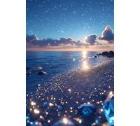 Painting by Number Kits for Adults Beginners, Starry Sky Paint by Numbers for Children, DIY Color Oil Painting with Paint Brushes Acrylic Pigment Drawing Paintwork 40x59inch Without Frame Beach X-4850