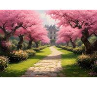 Painting by Number Kits for Adults, Cherry Blossoms Paint by Numbers for Children, DIY Color Oil Painting with Paint Brushes Acrylic Pigment Drawing Paintwork 40x59inch Without Frame Landscape X-8690