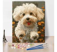 Painting by Numbers Animals Retro Dogs Painting by Numbers Set DIY Cute Animals Dog Paint by Numbers Gifts for Adults Beginners Paint by Numbers Artwork for Wall Art at Home 16 x 20 Inches