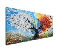 Painting by Numbers for Adults Abstract 24x48 inch Large Paint by Numbers for Children, with Frame Beginners Adult Paint by Number Canvas Kits with Brushes Acrylic Pigment for Home Decor, Tree k-1235