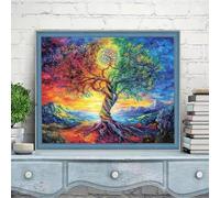 Painting by Numbers for Adults Abstract Tree Paint by Numbers Children Kits, DIY Crafts for Adults, with Brushes Acrylic Pigment, Home Decorations, Gifts for Women 28x36in (Without Frame) w6t-190