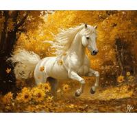 Painting by Numbers for Adults Autumn, with Frame Canvas for Ages 6-12 Kids Paint by Numbers, DIY Horse Canvas Oil Painting Kit for Kids or Beginner with Paint Brushes, for Home Decor 100x80 cm Q-6040