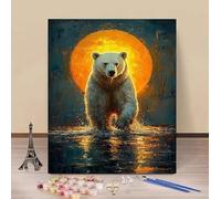 Painting by Numbers for Adults Bear Paint by Numbers Kits Sunset, DIY Hobbies for Adults Crafts, Canvas Paintings Art Kits with Accessories for Home Wall Decor, Gifts Without Frame 80x120cm 7-U8139
