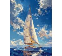 Painting by Numbers for Adults Boat Paint by Numbers Kits Ocean, Retro DIY Canvas Oil Paintings Kits Hobbies for Adults Crafts with Accessories for Home Wall Decor, Gifts 32x47in Without Frame B-4386
