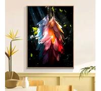 Painting by Numbers for Adults Color Feather Paint by Numbers Children Kits, DIY Crafts for Adults, with Brushes Acrylic Pigment, Home Decorations, Gifts for Women 12x16in (Without Frame) w6t-511